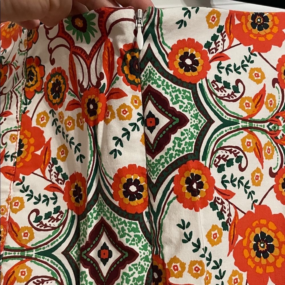Anthropologie Mosaic Floral Midi Dress in Red, Green, Cream - Picture 12 of 15